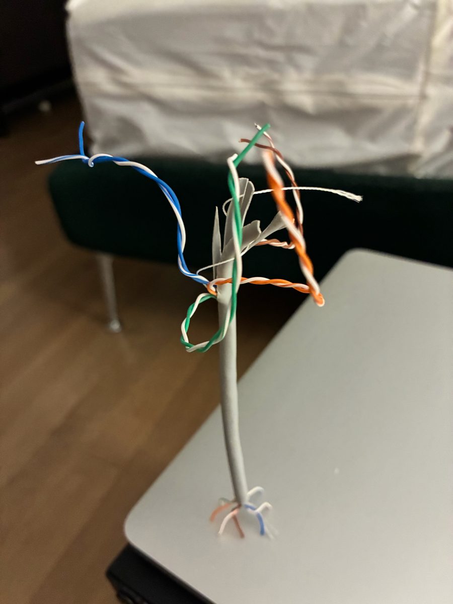 Ethernet cable wire tree sculpture